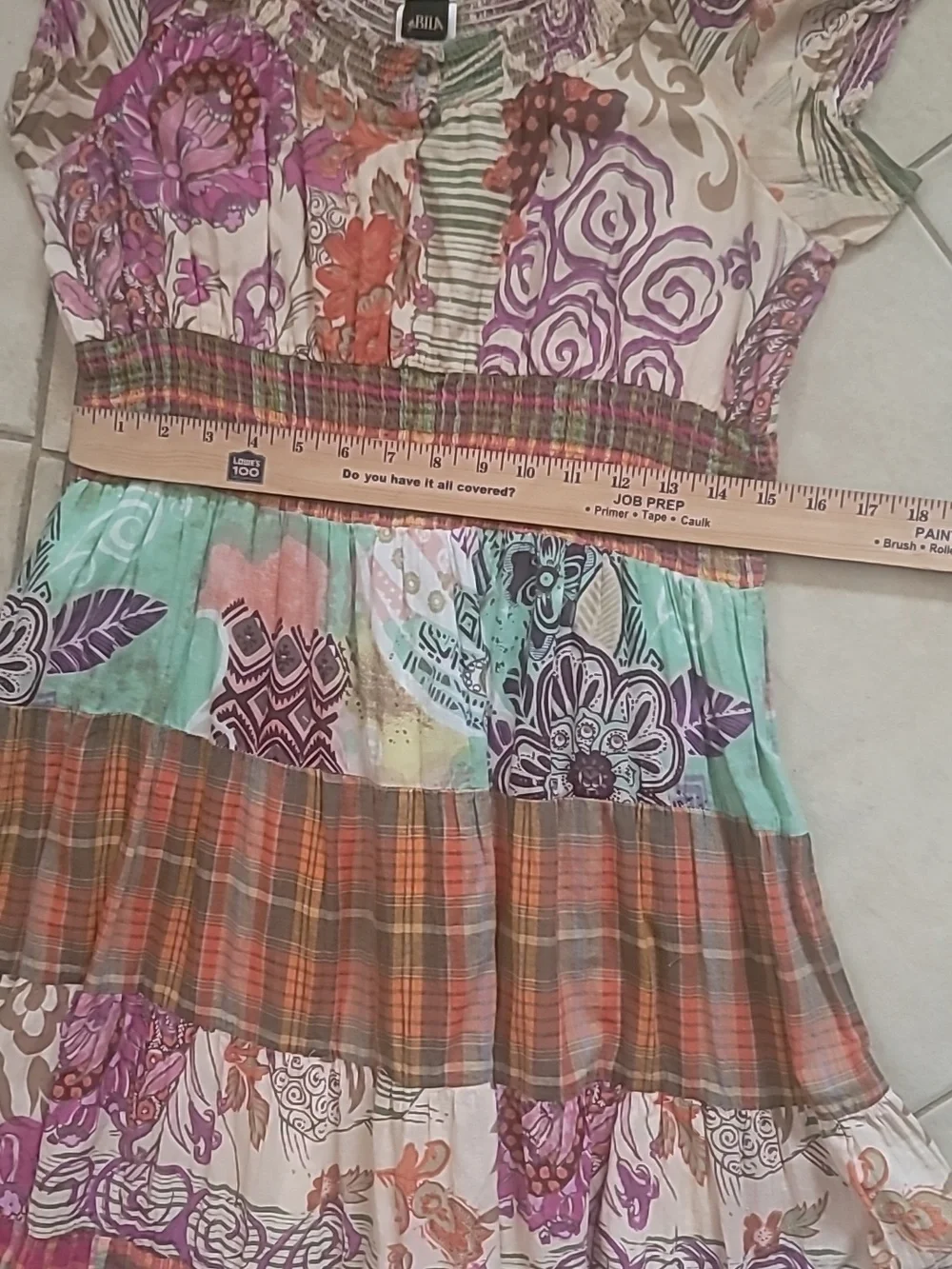 Boho Mix-Print Patchwork Maxi Dress in Multi-Colors Coastal Cowgirl  SZ L - Picture 12 of 16